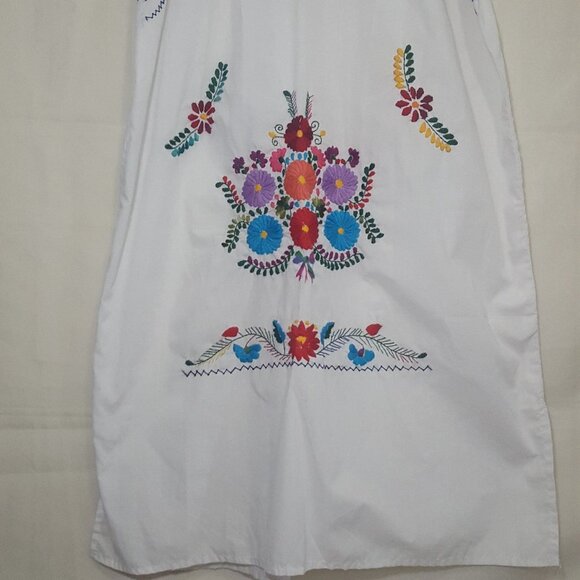 Handmade embroidered mexican-style midi dress M/L - Picture 4 of 12